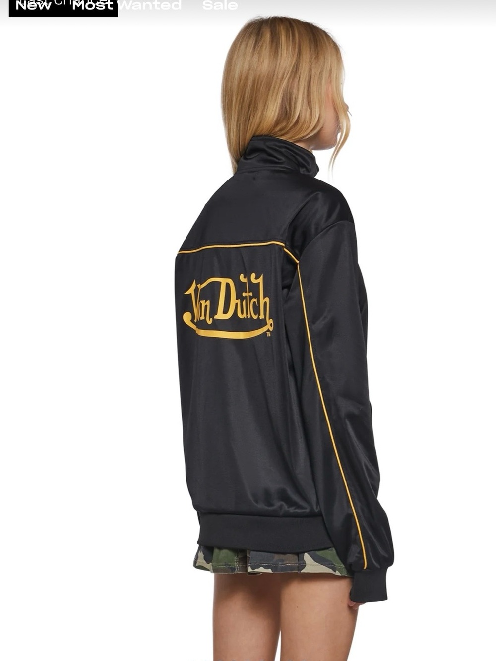Von Dutch Black Jacket with Yellow Logo Piping - Picture 5 of 7